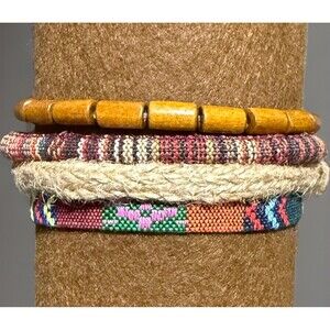 Boho Mixed Bracelet 4 Piece Set - Adjustable Stackable